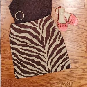 LIZ CLAIBORNE Animal Print Skirt Brown/Camel 8P